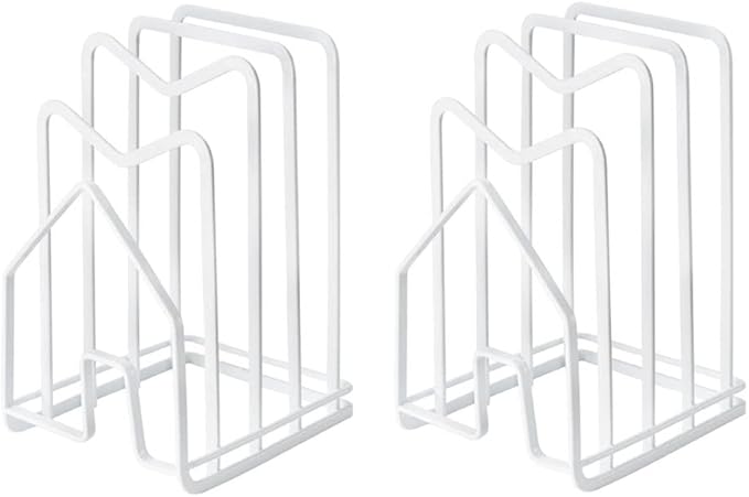 SUNFICON 2 Pack White Cutting Board Holder Rack Pot Pan Lids Holder Chopping by SUNFICON