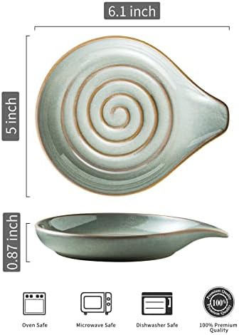 LAUCHUH Spoon Rest for Kitchen Counter, Ceramic Spoon Holder for Stove Top