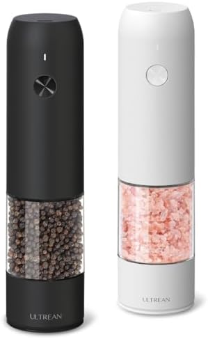 Ultrean Electric Salt and Pepper Grinder Set, Rechargeable,White&Black
