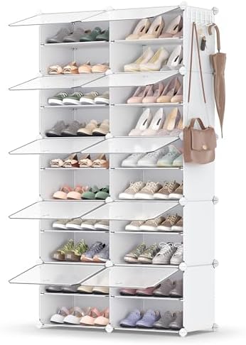 SONGMICS Shoe Rack, 10-Tier with Doors, 40-Pair Storage Cabinet