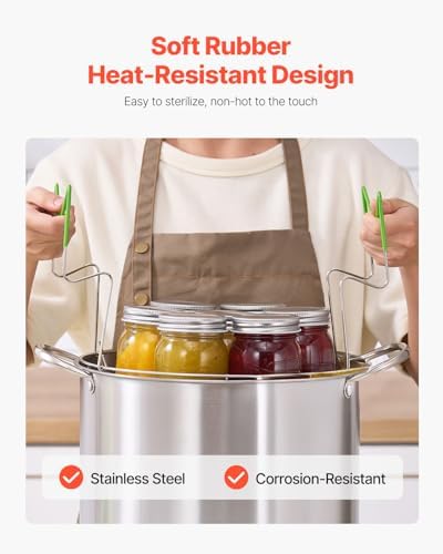 VEVOR Canning Supplies Starter Kit, 9 Pieces Stainless Steel Water Bath Canning Kit for Beginners, Canning Tools Set: Pot, Rack, Lid, Funnel, Tongs, Jar Lifter, Wrench, Magnetic Wand, Bubble Propper