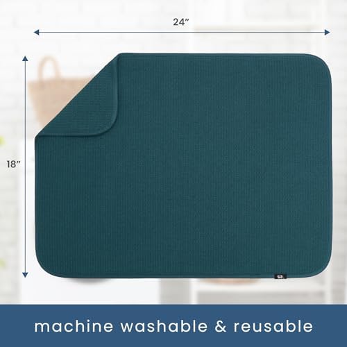 S&T INC. Dish Drying Mat, 18" x 24", XL, Tapestry Blue