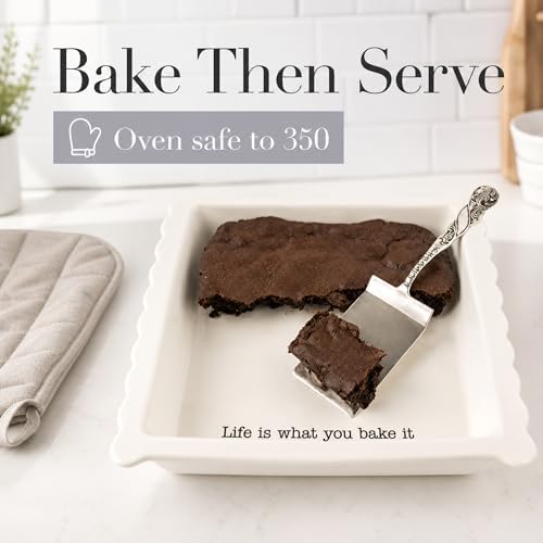Mud Pie Ceramic Brownie Pan Set with Silverplate Server