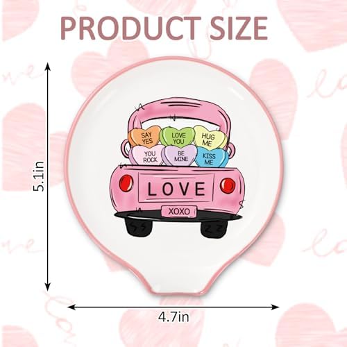 JarThenaAMCS 2Pcs 4.7inch Valentine's Day Spoon Rest Conversation Heart Truck Small Coffee Spoon Holder for Romantic Coffee Stirrers Teaspoon Bar Station Accessories