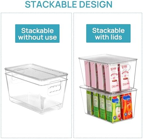 Vtopmart 1 Pack Clear Stackable Storage Bins with Lids and Handles, Medium