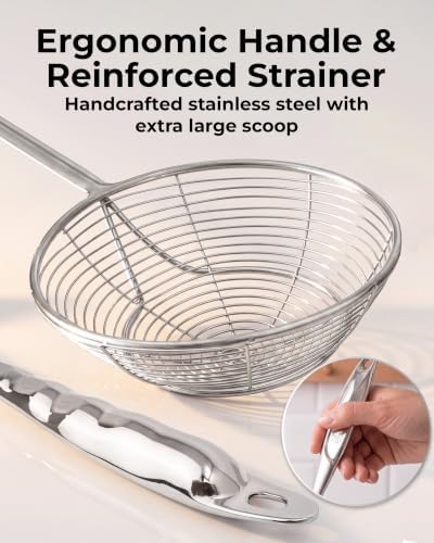 Zulay Kitchen Stainless Steel Skimmer Strainer Ladle