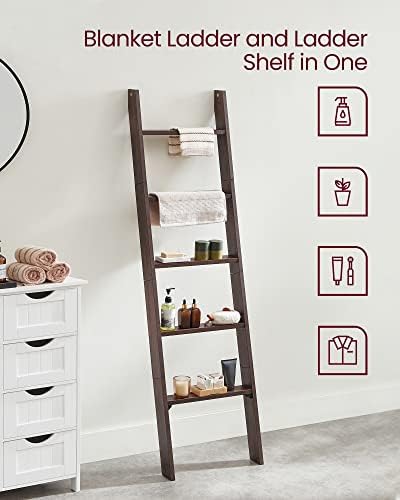 VASAGLE 5-Tier Blanket Ladder, Modern Basic Ladder Shelf
