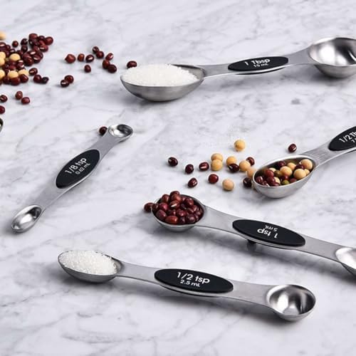 19-Pc Magnetic Measuring Cups and Spoons Set, with Lid, Black