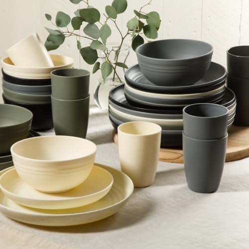 Gibson Home Plates and Bowls Set, 32 Piece Wheat Straw Dinnerware for 8