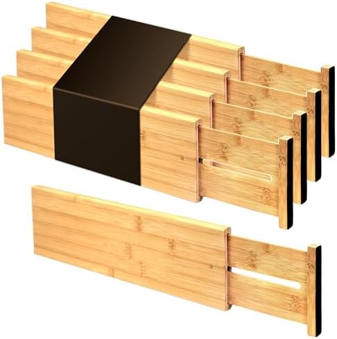 Utoplike Bamboo Drawer Dividers Large, 4" High Kitchen Drawers Organizer