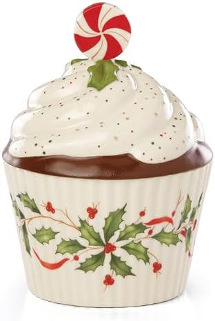 Lenox Holiday Bakeshop Cupcake Christmas Candy Jar with Lid