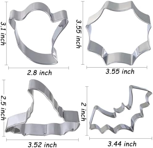 Halloween Cookie Cutters Set 7Pcs Large - Bat Pumpkin Magic Hat Cat Cookie Cutter, Sturdy Easy to Clean & Demold Pancake Dough Molds for Halloween Baking