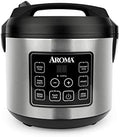 Aroma Housewares 20 Cup Cooked (10 cup uncooked) Digital Rice Cooker, Slow Cooker, Food Steamer, SS Exterior (ARC-150SB),Black