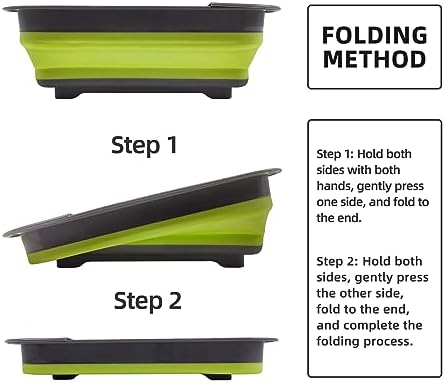 THANSTAR Collapsible Dish Drying Rack for RV Campers Portable Dinnerware Drainer Organizer for Kitchen Travel Trailer-Green