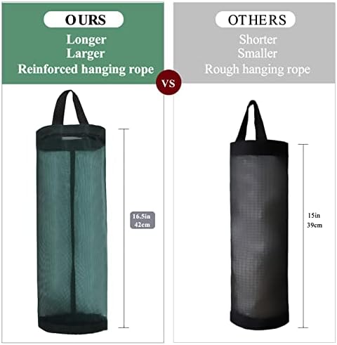 TOGETRUE Plastic Bag Holder, Mesh Grocery Bag Holder Hanging Storage Bag Dispenser (Dark Green 2 Packs)