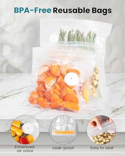 FEPPO Vacuum Sealer for Food with Visible Water Tank, 30 Reusable Bags