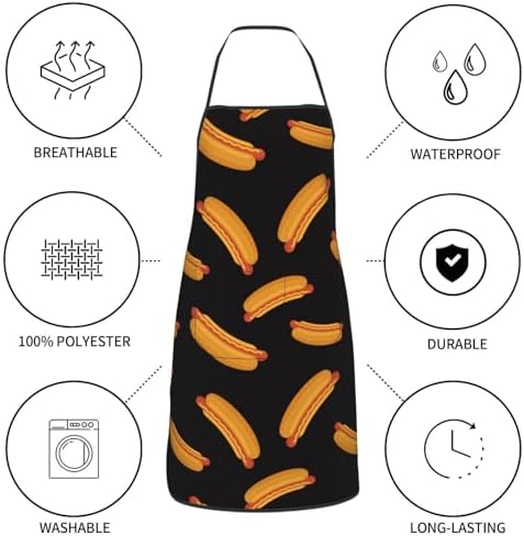 Sigouyinei Waterproof Kitchen Apron For Women Men Soft Bib Work With Pocket