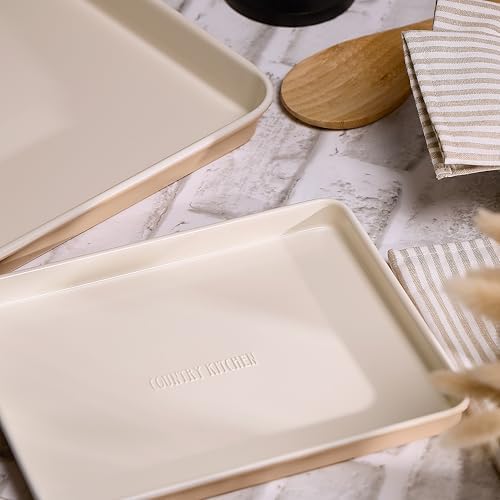 Country Kitchen Nonstick Stackable Bakeware Set - Deluxe Heavy Duty, Durable, Easy Release Baking Set, Taupe, 13 Pcs with Handles