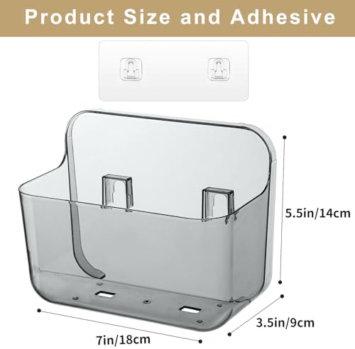 4 Pack Adhesive Kitchen Cabinet Door Organizer, Compact Pantry Organizers and Storage Box, Bathroom Storage Organizer Shelf for Narrow Space, Wall Mounted Shower Caddy Hanging Sink Caddy(Smoke Gray)