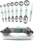 Spring Chef Stainless Steel 8 Magnetic Measuring Spoons Set, 2 Pack, Mint