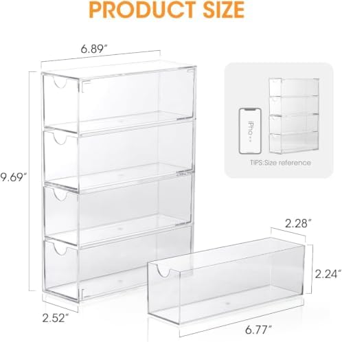 AIEVE Drink Packet Organizer, Drink Mix Holder with 4 Clear Drawers