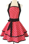 Violet Mist Cute Lovely Retro Aprons for Women Girls Ladies Sexy Vintage Aprons Christmas Apron Polk Dot Vintage 50s Apron kawaii Cooking Kitchen Ruffle Apron for Housewife Waitress Mother's Gift