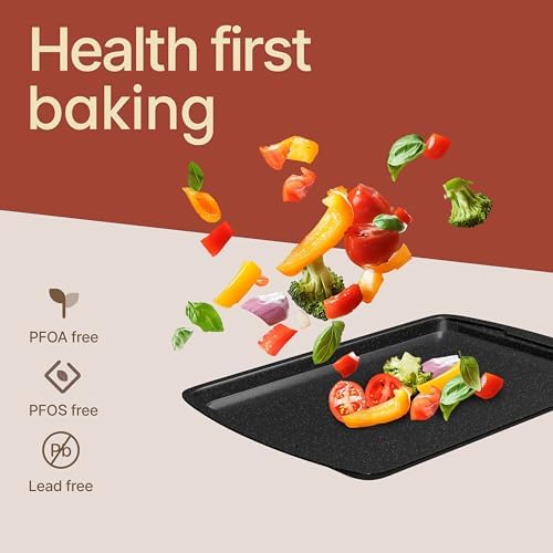 Gray Marble 10-Piece Bakeware Sets, Nonstick Carbon Steel Baking Sheet & Pans, Stackable Space-Saving Bakeware, Dishwasher Safe, Stain-resistant, PFOAPFOSPTFE Free, Oven Safe Up To 450°F (230°C)