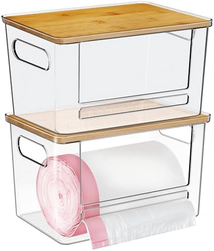 Trash Bag Dispenser 2 Pack - Under Sink Organizer, Plastic Bag Holder