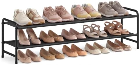 SONGMICS Long Shoe Rack, 2-Tier Shoe Organizer, Holds up to 15 Pairs