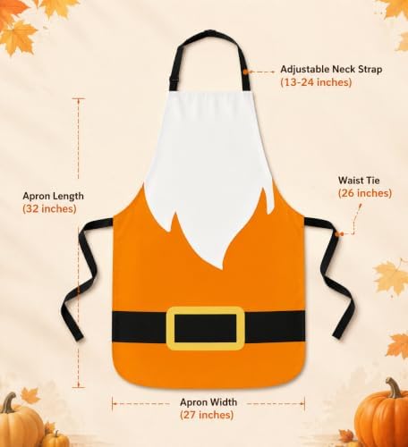 PAINEOMN Halloween Apron for Women Seven Dwarfs Cosplay Props Adult Men Cooking Baking Gardening Gnomes Chef Apron Hat Set