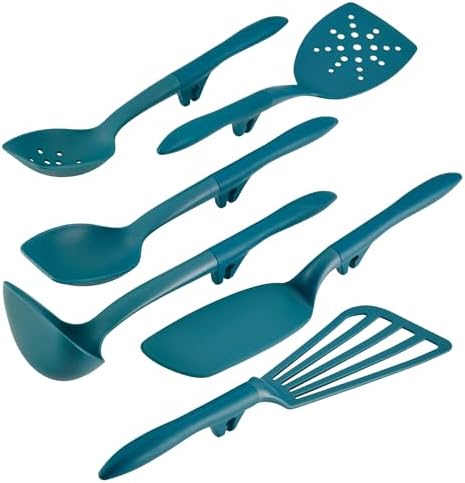 Rachael Ray Gadgets Lazy Tools Nonstick Kitchen/Cooking Utensil Set, 6 Piece, Teal