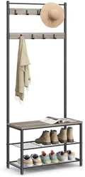 VASAGLE Coat Rack, Hall Tree with Shoe Storage Bench, 3-in-1, Steel Frame