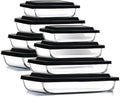 EATEX 16-Piece Deep Glass Casserole Dishes for Oven with Plastic Lids, Glass Baking Dishes for Oven, Rectangular Bakeware for Lasagna, Cooking, Leftovers, Kitchen, Freezer to Oven Dishwasher Safe