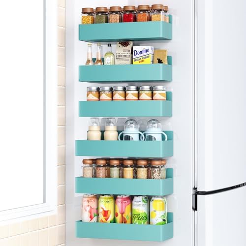 Mystozer Magnetic Spice Rack for Refrigerator Blue, 6 Pack
