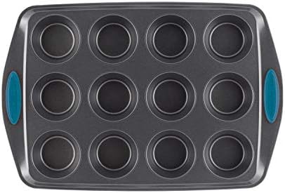 Rachael Ray Yum -o! Nonstick Bakeware 12-Cup Muffin Tin With Grips / Nonstick Cupcake Tin With Grips - 12 Cup, Gray