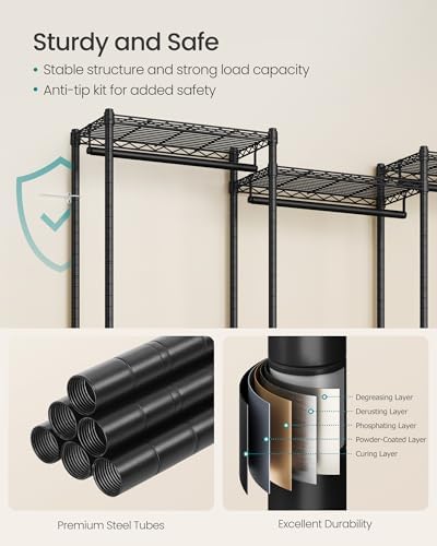 SONGMICS Closet Organizers and Storage, Clothes Rack with Shelves