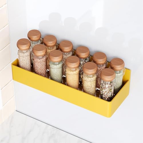 Mystozer Magnetic Spice Rack for Refrigerator Yellow, 4 Pack