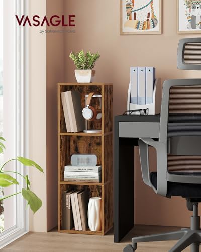 VASAGLE Bookshelf, 3-Tier Bookcase, 11.8 x 9.4 x 37.3 Inches