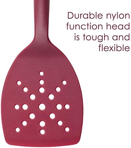 Rachael Ray 47916 3-Piece Lazy Tool Nylon Slotted Turner Set, Burgundy