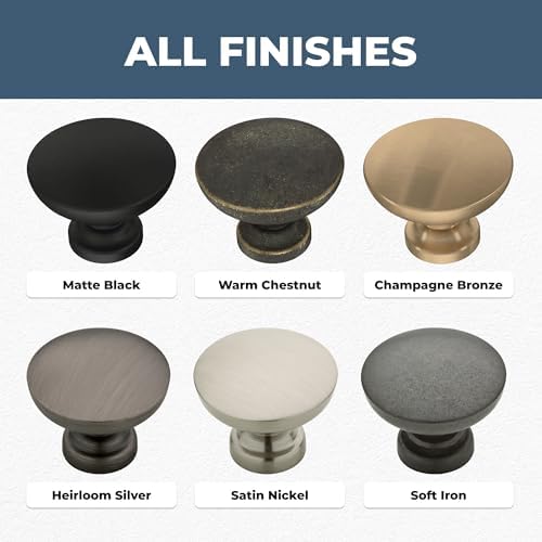 Franklin Brass - Fulton Soft Iron Round Cabinet Knobs 1-3/16" Easy Install, Durable Hardware for Drawers, Dresser, Kitchen Cabinet Doors, and Furniture (10-Pack)