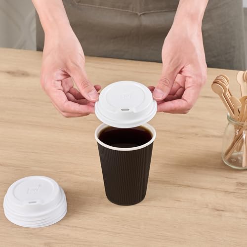 Restaurantware LIDS ONLY: 25-CT Disposable White Lid for Coffee and Tea Cups - Fits 8, 12, 16, 20-OZ Cups: Perfect for Coffee Shops, Juice Shops, and Takeout (Pack of 2)