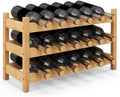 COSTWAY 3-Tier Bamboo Wine Rack, 18-Bottle Tabletop Wine Holder