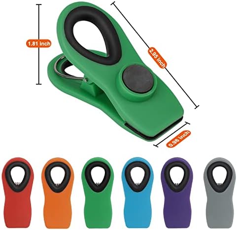 TACGEA Chip Clips, Magnetic Bag Clips with Air Tight Seal for Food Storage, 12 Pieces, Multicolor