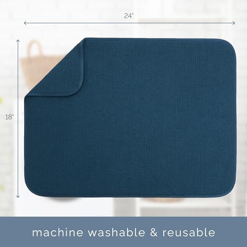 S&T INC. Dish Drying Mat, 18" x 24", XL, Navy