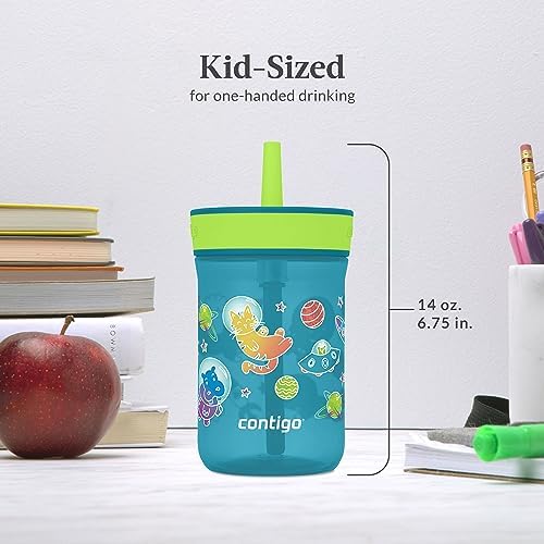 Contigo Kids’ Leighton Straw Tumbler with Spill-Proof Lid, 14 Oz., (Pack of 8)