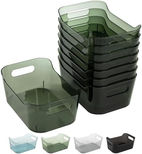 Tiawudi 8 Pack Plastic Storage Bins, Clear Pantry Organizers and Storage Containers, Multi-Use Organizer Bins for Kitchen, Bathroom, Office, Shelf, Fridge, Home Edit and Cabinet Organizers
