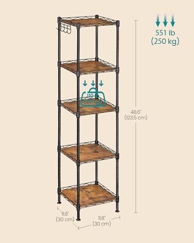 SONGMICS 5-Tier Bathroom Shelf, Storage Rack for Small Space