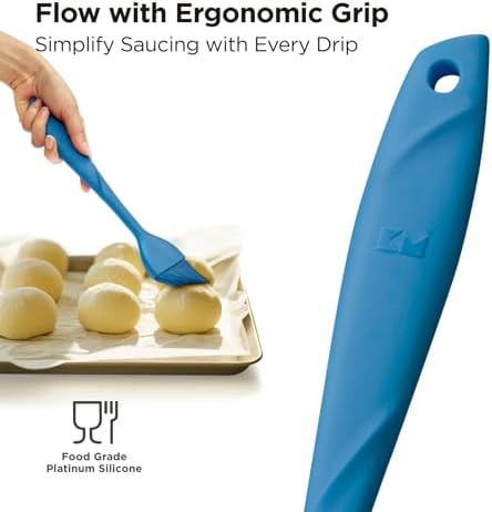 Kitchen Mama WaltzGrip Platinum Silicone Basting Pastry Brush, Blue