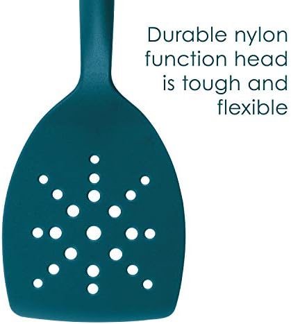 Rachael Ray Tools and Gadgets Spoon, Slotted and Solid Turners Set/ Cooking Utensils - 3 Piece, Teal Blue