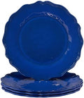 Isabella Blue Melamine Dinner Plates Set of 4 – Lightweight Unbreakable Plates for Indoor Outdoor Dining, Dishwasher Safe, BPA-Free, Great for BBQ, Poolside, Patio, or RV Use